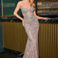Ladivine CD728 Plunging Neckline Fit and Flare Evening Gown