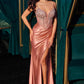 Ladivine CD729 Removable Off Shoulder Straps Stretch Satin Prom Gown