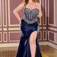 Ladivine CD736 Dress Crystal Strapless Fitted Satin Gown
