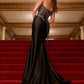 Ladivine CD736 Dress Crystal Strapless Fitted Satin Gown