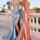 Ladivine CD736 Dress Crystal Strapless Fitted Satin Gown