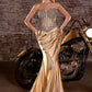 Ladivine CD736 Dress Crystal Strapless Fitted Satin Gown