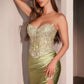 Ladivine CD736 Dress Crystal Strapless Fitted Satin Gown