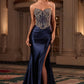 Ladivine CD736 Dress Crystal Strapless Fitted Satin Gown