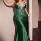 Ladivine CD752C Dress Fitted Satin Embellished Plus Size Gown