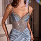 Ladivine CD752 Dress Fitted Satin Embellished Gown