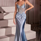 Ladivine CD752 Dress Fitted Satin Embellished Gown
