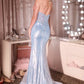 Ladivine CD756 Dress Strapless Metallic Crystal Fitted Gown