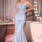 Ladivine CD756 Dress Strapless Metallic Crystal Fitted Gown