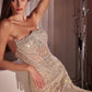 Ladivine CD756 Dress Strapless Metallic Crystal Fitted Gown