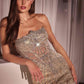 Ladivine CD756 Dress Strapless Metallic Crystal Fitted Gown