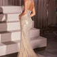 Ladivine CD756 Dress Strapless Metallic Crystal Fitted Gown