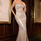 Ladivine CD756 Dress Strapless Metallic Crystal Fitted Gown