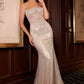Ladivine CD756 Dress Strapless Metallic Crystal Fitted Gown
