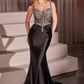 Ladivine CD757 Dress Crystal Embellished Fitted Satin Gown