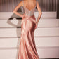 Ladivine CD757 Dress Crystal Embellished Fitted Satin Gown