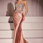 Ladivine CD757 Dress Crystal Embellished Fitted Satin Gown