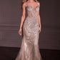 Ladivine CD763 Fit & Flare Crystal Embellished Gown & Overskirt