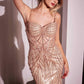 Ladivine CD764 Metallic Fitted Pearl & Crystal Dress