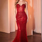 Ladivine CD767 Dress Strapless Crystal Fitted Gown