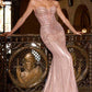 Ladivine CD767 Dress Strapless Crystal Fitted Gown