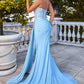 Ladivine CD770 Fitted Strapless Stretch Net Rhinestone Scattered Dress