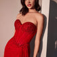 Ladivine CD770 Fitted Strapless Stretch Net Rhinestone Scattered Dress