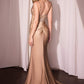 Ladivine CD779 Dress Fit & Flare Stretch Satin Crystal Embellished Gown