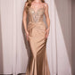 Ladivine CD779 Dress Fit & Flare Stretch Satin Crystal Embellished Gown