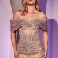 Ladivine CD785 Dress Strapless Crystal Embellished Fitted Gown