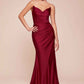 CLEARANCE - Ladivine CD791 Dress Strapless Stretch Satin Fitted Dusty Rose Gown (Size 8)