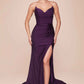 CLEARANCE - Ladivine CD791 Dress Strapless Stretch Satin Fitted Dusty Rose Gown (Size 8)