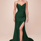 CLEARANCE - Ladivine CD791 Dress Strapless Stretch Satin Fitted Dusty Rose Gown (Size 8)