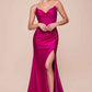 CLEARANCE - Ladivine CD791 Dress Strapless Stretch Satin Fitted Dusty Rose Gown (Size 8)