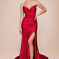 CLEARANCE - Ladivine CD791 Dress Strapless Stretch Satin Fitted Dusty Rose Gown (Size 8)