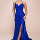 CLEARANCE - Ladivine CD791 Dress Strapless Stretch Satin Fitted Dusty Rose Gown (Size 8)