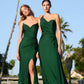 Ladivine PT004 Long Chic One Shoulder Stretch Satin Side Sash Gown