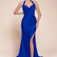 Ladivine CD796C Dress Stretch Satin Halter Fitted Curve Gown