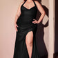 Ladivine CD796C Dress Stretch Satin Halter Fitted Curve Gown