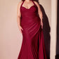 Ladivine CD796C Dress Stretch Satin Halter Fitted Curve Gown