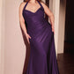 Ladivine CD796C Dress Stretch Satin Halter Fitted Curve Gown