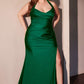 Ladivine CD796C Dress Stretch Satin Halter Fitted Curve Gown
