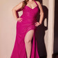 Ladivine CD796C Dress Stretch Satin Halter Fitted Curve Gown
