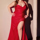 Ladivine CD796C Dress Stretch Satin Halter Fitted Curve Gown