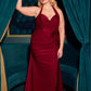 Ladivine CD796C Dress Stretch Satin Halter Fitted Curve Gown