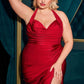 Ladivine CD796C Dress Stretch Satin Halter Fitted Curve Gown