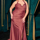 Ladivine CD796C Dress Stretch Satin Halter Fitted Curve Gown