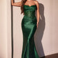 Ladivine CD797 Dress Satin Strapless Gown With Lace Detailing