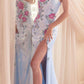 Ladivine CD811 Long Strapless Floral Print Pattern Sequin Dress