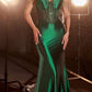 Ladivine CD820 Long Sexy Sheer Boned Bodice Draped Sides Evening Gown
